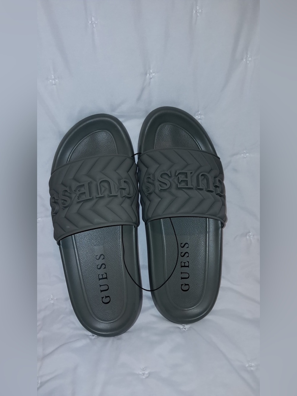 GUESS olive green Quilted Logo Sandals for Men